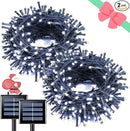 JMEXSUSS 2 Pack White Solar String Lights, Each 100 LED 33ft Green Wire Solar Lights Outdoor Waterproof for Outside Garden Wedding Party Decoration by GreenHaven Gardens