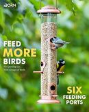 iBorn Metal Bird Feeders Brushed Copper Wild Bird Feeder for Outdoors Hanging All Metal Brushed Copper Finishing 14 Inch 6 Port(Seed is not Included) by CozyNest Decor