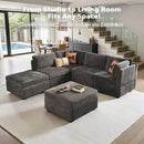 Modular Sectional Sofa, 130.7 Inch U Shaped Couch Set for Living Room, 4-Seater Comfy Cloud Couches with Two Movable Ottoman, Plush Corduroy, Gray by CozyNest Decor