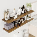 55" Floating Shelves for Wall, 12" Deep Slim Rustic Brown Floating Shelves, Wall-Mounted Shelves for Bedroom, Living Room, Kitchen, Bathroom - Set of 2 by CozyNest Decor