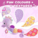 Baby Toys 0-6-12 Months,Musical Stuffed Animals Activity Soft Infant Toys with Multi-Sensory Crinkle, Rattle and Textures,Boys Newborn Baby Girl Toys, Seahorse, Purple by TinyTreasures Baby Boutique