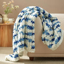 Amélie Home Chunky Knit Throw Blanket for Couch, Soft Chenille Crochet Blanket for Sofa, 50"x60", Space-Dyed Blue Striped by CozyNest Decor