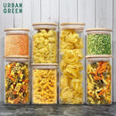 Urban Green Glass Jars with Bamboo Lids, Glass Airtight Canisters sets, Food Storage Container, Pantry Organization and Storage Jars, Kitchen Canisters Sets, Flour Containers of 6 by CozyNest Decor
