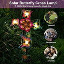 Solar Cross Garden Lights, 2 Pack Solar Butterfly Stake Lights Cemetery Decorations for Grave, Jesus Cross Sympathy Memorial Gifts for Mother Grandma, Metal Garden Art for Yard Lawn Patio Decor by GreenHaven Gardens