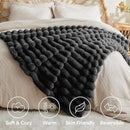 BEDELITE Faux Fur Throw Blanket for Couch, Soft and Cozy Luxurious 3D Striped Fluffy Blanket, 770GSM Thick Warm Plush Fuzzy Faux Rabbit Fur Blanket for Women Gift (Black, 60"x 80") by CozyNest Decor