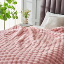 NEWCOSPLAY Faux Fur Twin Blanket Pink Bubble Blanket Thick Warm Soft for Couch Sofa Bed 550GSM (Pink, Twin(60"x80")) by CozyNest Decor