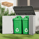 ZZM Large Outdoor Storage Shed, 48 Cu Ft Resin Versatile Storage Cabinet for Patio Accessories, Trash Cans & Garden Tools, Durable Horizontal Storage Box with Lockable Lid (White) by GreenHaven Gardens