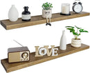 BGMG Floating Shelves for 48 inch Long Set of 2,Wide Rustic Wooden Wall Shelves for Bathroom Living Room Bedroom Kitchen Farmhouse-48x6.7x1.25 inch- Walnut by CozyNest Decor