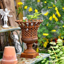 Sungmor Heavy Duty Cast Iron Urn Planter, Beautiful Hollow Trophy Design Tall Orchid Flower Pot, Large Decorative Plastic Flowers Plants Bouquets Vase, Rustic French Country Pot for Home or Garden by CozyNest Decor