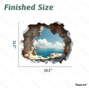 Cave by The Sea Wall Stickers for Living Room Large 3D Broken Wall Wall Decals Removable Peel and Stick Wall Art Home Decor Decoration for Bedroom Bathroom Classroom Library by CozyNest Decor