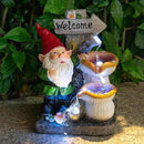mopha Garden Gnomes Statues Outdoor Decor with Flowing Water Solar Lights Resin Figurines Outside Decoration for Patio Yard Lawn Porch Ornaments Clearance Gardening Gift by GreenHaven Gardens