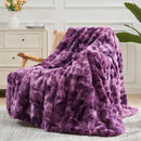 NEWCOSPLAY Faux Fur Throw Blanket Tie-dye Violet Purple Luxury Fluffy Thick Warm Bubble Blanket for Couch Sofa Bed 700GSM (Tie-dye Violet Purple, Throw(50"x60")) by CozyNest Decor