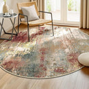 Washable Area Rugs 8ft Non-Slip Modern Abstract Soft for Living Room Entryway Bedroom Nursery, Print Pattern, Brown Rust Red Multi by TinyTreasures Baby Boutique