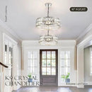 16” 4-Light Modern Crystal Chandeliers Nickel Dinning Room Light Fixture, Round Pendant Light Kitchen Island Chandelier, Flush Mount Ceiling Light for Living Room Entryway Bedroom Foyer by CozyNest Decor