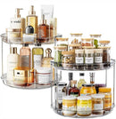LAMU 2 Pack 2 Tier Lazy Susan Turntable Organizer 10.6'' Rotating Spice Rack Organization for Cabinet, Kitchen, Pantry, Countertop, Bathroom, Vanity, Medicine Cabinet Organizer, Grey by CozyNest Decor