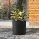 Kante 12.6" Dia Round Concrete Planter, Modern Style Large Cylindrical Plant Pot with Drainage Hole and Rubber Plug for Indoor Outdoor Patio, Black by GreenHaven Gardens