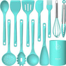 Silicone Cooking Utensils Set - 600°F Heat Resistant, Nonstick Kitchen Utensil Set with Spatulas, Spoons, Whisk, Tongs, BPA Free, Dishwasher Safe (Teal) by CozyNest Decor