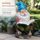 Alpine Corporation 14" Tall Outdoor Garden Gnome Reading a Book Yard Statue Decoration by GreenHaven Gardens