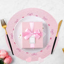 Whaline 4Pcs Round Placemats Pink Bow Embroidered Place Mats Coquette Bow Dinner Table Mats for Home Wedding Baby Shower Birthday Party Decor by CozyNest Decor