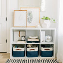OrganiHaus Large Fabric Storage Bins for Shelves 3 Pack, 15x11in Closet Storage Bins for Shelves, Cloth Baskets & Closet Organizers, Fabric Basket, Navy Blue/White by TinyTreasures Baby Boutique