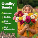 HOME GROWN 𝗨𝗦𝗔 𝗣𝗥𝗘𝗠𝗜𝗨𝗠 Zinnia Dahlia Seeds Pack for 2025 – 524 𝗡𝗢𝗡-𝗚𝗠𝗢 Flower Seeds | Vibrant Zinnia Elegans for Pollinator Gardens, Borders & Containers | Easy-to-Grow Outdoor Blooms by GreenHaven Gardens