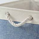 TcaFmac Storage Bins for Organization - Large 3 Pack Canvas Storage Basket for Shelves with Handles, Collapsible Baskets for Organizing for Closet Dog Laundry (White & Blue16x12x8 inch) by TinyTreasures Baby Boutique