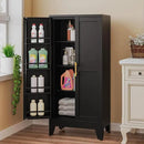 51" Metal Kitchen Pantry Cabinet, Storage Cabinets with 2 Door and 3 Adjustable Shelves, Black Freestanding Food Storage Cabinet, Steel Cupboard for Kitchen Dinning Room by CozyNest Decor