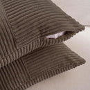 Fancy Homi 2 Packs Dark Brown Euro Decorative Throw Pillow Covers 26x26 Inch for Couch Bed, Rustic Farmhouse Boho Home Decor, Soft Corss Corduroy Patchwork Textured Square Cushion Case 66x66 cm by CozyNest Decor