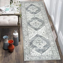 Lahome Boho Hallway Runner Rug 2x6, Washable Untra-Thin Non-Slip Kitchen Runner, Oriental Distressed Print Rug for Entryway Bathroom Laundry Room Bedroom, Grey by TinyTreasures Baby Boutique