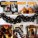 Joyhalo 2 Pack Halloween Garland with Lights, Black Maple Leaves Lighted Garland for Mantle, 5.7FT Light Up Leaf Autumn Vines Outdoor for Door Frame, Fireplace and Thanksgiving Fall Decor by CozyNest Decor