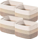Shelf Baskets for Organizing, Storage Baskets for Shelves, Woven Baskets for Storage, Cotton Rope Baskets with Handles for Toy, Book, Clothes, 12.5"Lx9.1W"x7.9H", (4 Packs) Gradient Brown by CozyNest Decor