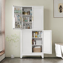 75" H Metal Storage Cabinet, Pantry with 6 Door Shelves and 4 Adjustable Shelves, Leveling Foot for Kitchen, Living Room and Dinning Room, White by CozyNest Decor