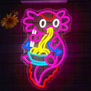 Axolotl Ramen Neon Sign for Wall Decor Dimmable Axolotl Eating Noodles LED Neon Light Cut Japanese Neon Sign Anime Neon Signs for Japan Restaurant, Home Wall Art and Kitchen Decor(15.7 * 9.7inch) by CozyNest Decor