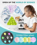 Professional Compound Microscopes for Adults, Kids 8-12 & Students | 2000X Magnification Lab & Home Microscope with Phone Adapter, Complete Slides Set (Gray White) by TinyTreasures Baby Boutique