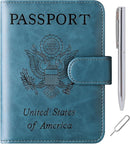 Passport Holder Cover Wallet Travel Essentials Leather Rfid Blocking Case Vacation Luggage Must Haves Travel Accessories for Men Women (120