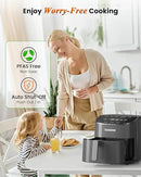 Nuwave Brio Plus Air Fryer 8 Qt, New & Improved, PFAS-FREE, 7 Digital One-Touch Cook Functions that AIR FRY, BAKE, ROAST, DEHYDRATE, TOAST, REHEAT, PREHEAT, 150 Presets, 50°F~400°F (Cool Gray) by CozyNest Decor