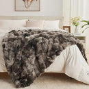 Lotus Karen Faux Fur Blanket Tie-Dye Dark Gray Twin Size - Big Bubble Rabbit Fluff Throw for Couch Small Fluffy Fuzzy Cozy Thick Furry Plush Shaggy Blankets 108x90 Inches by CozyNest Decor
