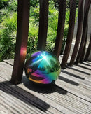 Rainbow Gazing Globe Mirror Ball in Stainless Steel, Shiny Hollow Sphere Sparkling Housewarming Outdoor Ornament (6 Inch) by CozyNest Decor