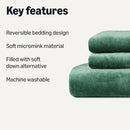 Amazon Basics Reversible Sherpa Comforter Set with Pillow Sham, Green, Queen/Full by CozyNest Decor