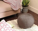 REDEARTH Round Pouf Foot Stool Bean Bag Ottoman - Hand Knitted Boho Pouffe - Home Decor Poof - Stuffed Foot Rest for Living Room - Nursery - Bedroom - Patio (19.5"x19.5"x14") - Taupe by CozyNest Decor