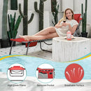 #WEJOY Outdoor Folding Chaise Lounge Chair for Outside, Patio, Beach, Poolside, Sunbathing, Adjustable 5-Position Reclining Chairs, Heavy Duty Camping Cot with Shoulder Strap and Pillow, Red