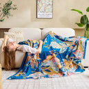 Boho Throw Blanket, Blue Lightweight Blankets for Summer, 100% Cotton Bohemian Decorative Throw Blanket, 60"x80" Reversible Muslin Breathable Woven Farmhouse Blankets Quilt, by CozyNest Decor