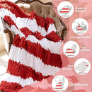Chunky Knit Blanket - Luxury Soft Cozy 60 * 80 Throw Blanket,100% Woven Blanket Rope Knot Throw Blanket for Couch, Sofa, Home Decor, Gift - Machine Washable（White/Wine red） by CozyNest Decor