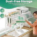 Dish Drying Rack, 3-Tier Over Sink Dish Drying Rack, 33.5" Sink Dish Rack for Small Kitchen, Space-Saving Sink Dish Rack with Cover, Baskets, Utensil, Large Kitchen Storage Organizer White by CozyNest Decor