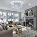 9-Light Crystal Flush Mount Chandelier Ceiling Light Fixture for Living Room Dining Room Bedroom Foyer Entryway Hallway Closet Bathroom (Chrome D22) by CozyNest Decor
