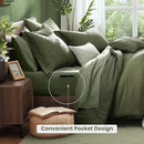 Monbix Full Size Comforter Set, Olive Green Bedding Comforter for Full Size Bed Set Reversible, Bedding Sets Full 7 Pieces, Cationic Dyeing Bed in a Bag with Comforter, Sheets, Pillowcases & Shams by CozyNest Decor