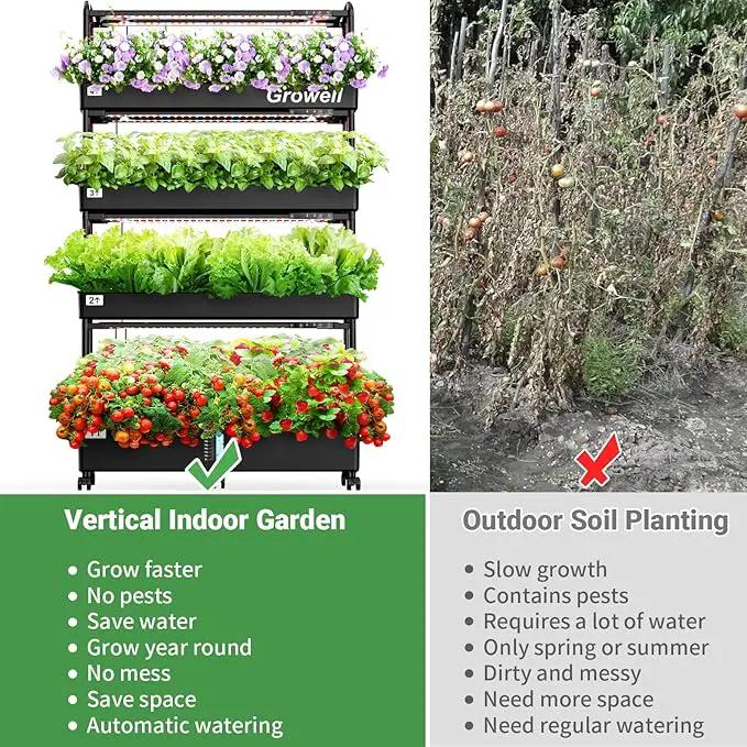 Growell Large Hydroponics Growing System Kit, 120 Pods Vertical Hydroponic Garden with 2 Light Modes Grow Light, Auto Circulating Water System, 48L Indoor Gardening System for Herb Vegetable Fruit, photo 8 of 8