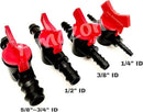 2PK of 1/2" ID Ball Valve Hose Barb Connectors for Drip Irrigation Hoses and Aquariums [Various by GreenHaven Gardens