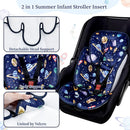Pea Pod Baby Car Seat Head Support for Newborn, 2 in 1 Infant Car Seat Head Body Support for Boys Extra Soft Breathable Baby Car Seat Cushion Insert for Strollers, Swings, and Bouncers, Blue Space by TinyTreasures Baby Boutique