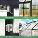 Amerlife 8x11.5x7 FT Polycarbonate Greenhouse for Outdoors, Walk-in Design with Aluminum Frame, 2 Windows and Swing Door, Heavy-Duty Greenhouse Construction for Garden, Black by GreenHaven Gardens